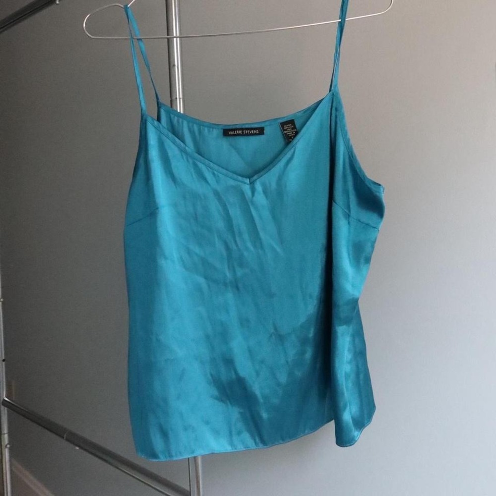 Valerie Steven's 100% Silk Large Cami Top Spaghetti Strap Soft Thin Material Y2K